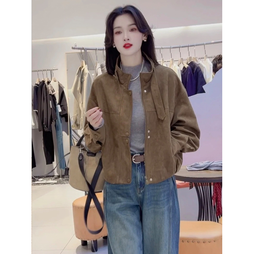 2025秋季新款百搭休闲风外套高级感美拉德夹克短款超好看立领上衣