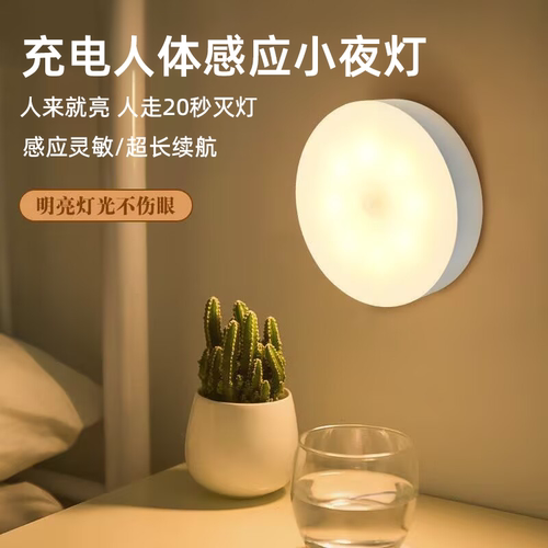 充电人体感应灯小夜灯卧室睡眠灯