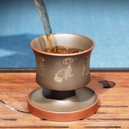 钦州坭兴陶茶杯高档主人杯心经杯