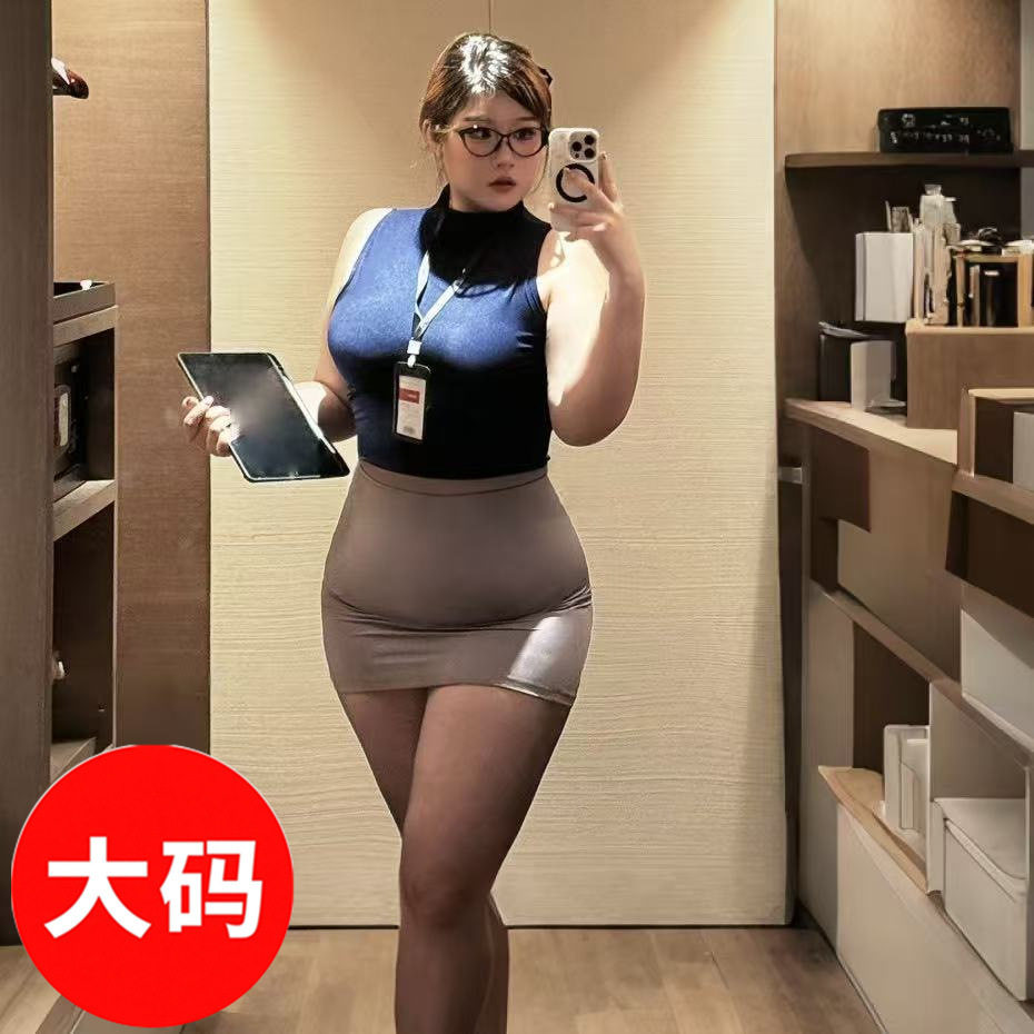 大码胖MM性感情趣紧身上衣包臀裙秘书诱惑制服角色扮演办公室女郎