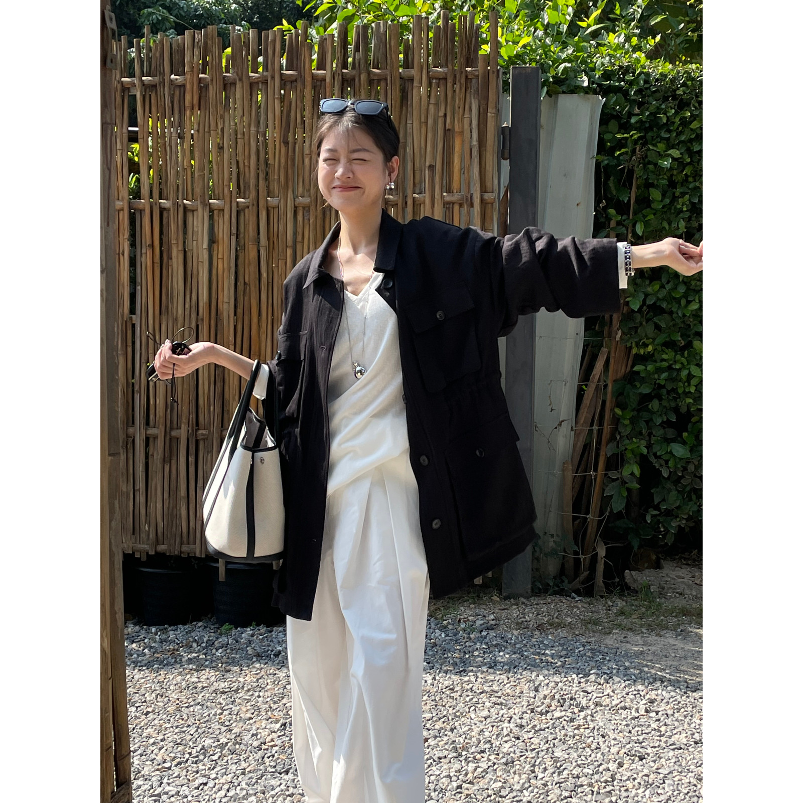 十三行女装慵懒多口袋长袖外套