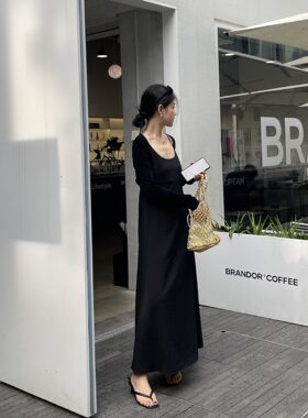 清仓现货气质露背交叉吊带裙女