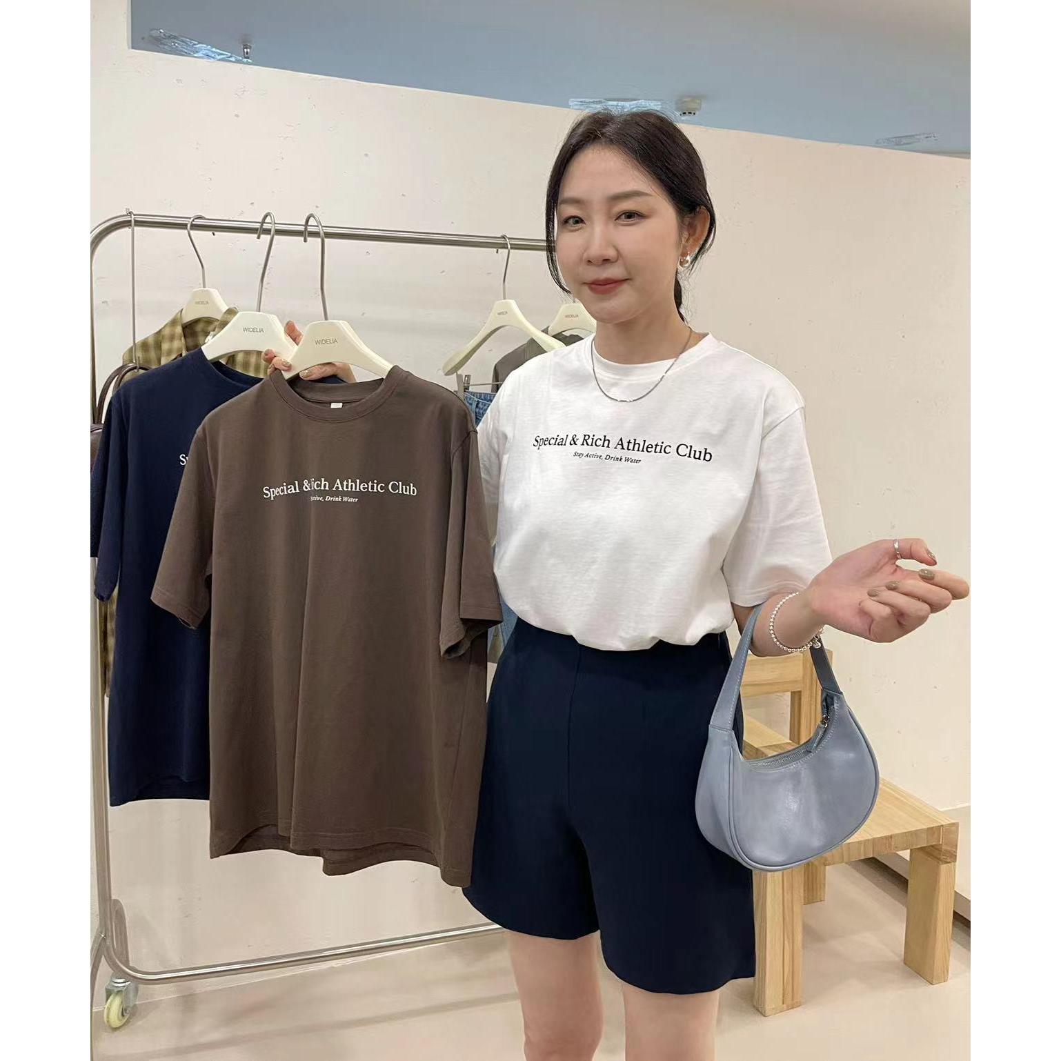 清仓现货简约字母印花短袖T恤女