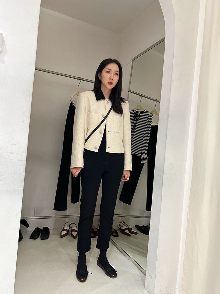 清仓现货十三行黑色直筒烟管裤女