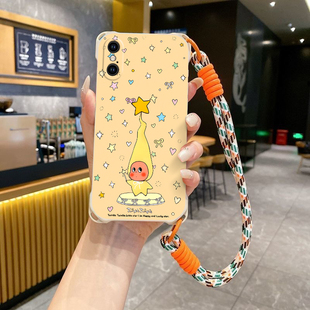 星星人适用iPhoneX斜跨手机壳XR小众日韩可爱少女XS卡通时尚男女XSMax手绳保护套硅胶X个性简约新款