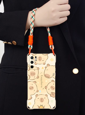 卡皮巴拉豚鼠适用红米Note10ProMax国际版斜跨手机壳Note10Pro国际版小众日韩超萌Note10S卡通可爱少女Note1