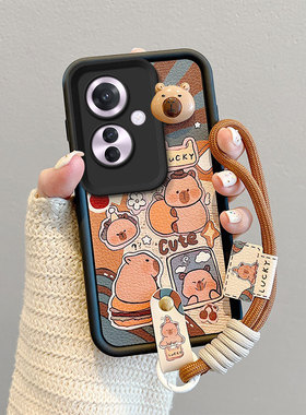 适用OPPOF25Pro手机壳卡皮巴拉男女opop f25pro保护套皮纹f25por煤球情侣卡通0ppof25pr0可爱女oppif25pro潮