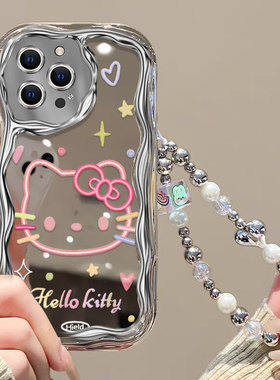 电镀凯蒂猫适用于苹果15promax手机壳iphone14plus小众高级感pgxr时尚可爱少女ihpone13保护套7plus日韩kitty