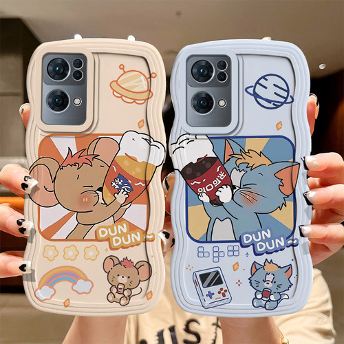 适用OPPOReno7手机壳女生卡通简约opopreno7pro时尚简约0pporeno7个性软硅胶oppi ren07保护套ins风波浪reni7