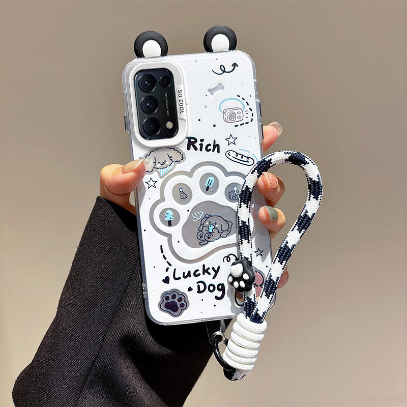 立体耳朵适用OPPOFindX3Lite手机壳海绵宝宝派大星Reno5K潮少女Reno55G手绳学生卡通趣味可爱壳