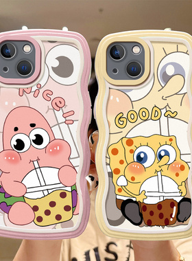 适用苹果13promax手机壳简约可爱女iphone13个性A2639日韩搞怪A2644卡通软壳iphine13pro保护套pg13海绵宝宝