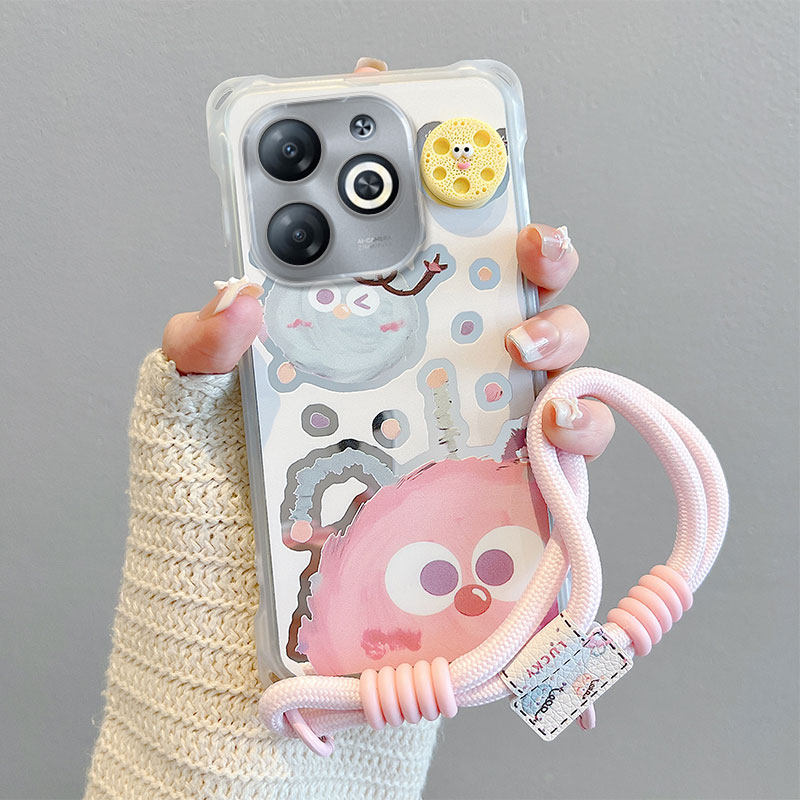 适用传音INFINIX Smart8手机壳卡通smart8pro潮少女Infinix搞怪sm8创意斜跨绳立体创意可爱日韩保护壳