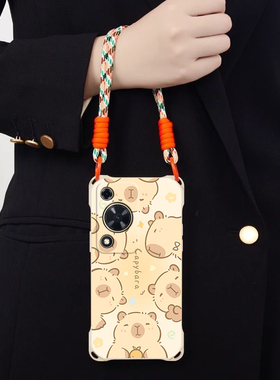 卡皮巴拉豚鼠适用华为畅享70斜跨手机壳华为畅享70S小众日韩超萌华为novaY72卡通可爱少女硅胶时尚男女华为