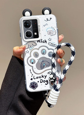 立体耳朵适用OPPO Reno7国际版手机壳海绵宝宝f21pro派大星Reno8国际版潮少女F21Pro手绳F21sPro学生卡通趣