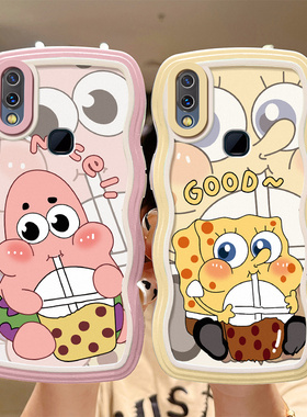 适用vivo x21后指纹手机壳搞怪卡通少女vivix21a时尚学生软硅胶vlvox21保护套ins风简约vovox21a可爱海绵宝宝