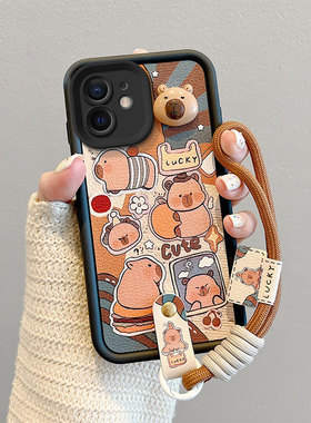 适用苹果XR手机壳卡皮巴拉iPhone xs/6/7/8男女搞怪iphome5皮纹煤球情侣ihpone xsmax卡通可爱女pg6s日韩时尚