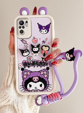 海绵宝宝适用小米POCOM5S手机壳立体耳朵PocoM6 5G卡通小羊皮纹p0c0m5s软胶可爱女poxom6保护套日韩库洛米