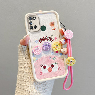 适用realme真我C17手机壳硅胶relamec17时尚皮纹reamlec17立体煤球卡通realme真我7i可爱女relame7i保护套潮