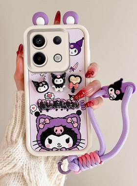 海绵宝宝适用小米POCO X65G手机壳立体耳朵POCOX7 5G卡通小羊皮纹p0c0x6软胶可爱女povox7日韩库洛米poxox6