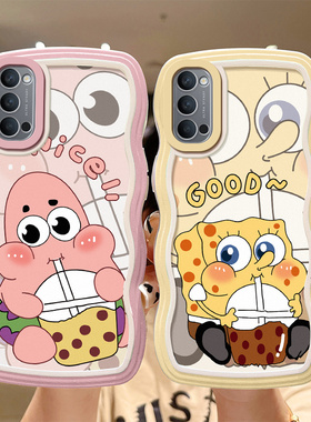 适用OPPO Reno4手机壳日韩可爱女PDPM00个性软硅胶ren04pro时尚学生pdnm00卡通全包opopreno4海绵宝宝reon4