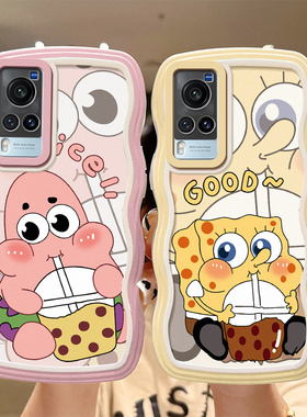 适用vivo x60pro手机壳卡通搞怪vlvox60时尚简约V2047A海绵宝宝vivix60保护套v2046a可爱女生vovox6opro硅胶