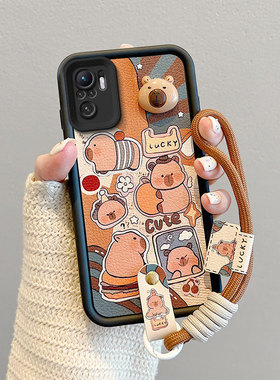 适用小米POCO M5S手机壳卡皮巴拉男女pocom5s个性皮纹p0c0m5s煤球情侣卡通可爱女poco m5s日韩保护套poxom5s