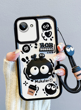 煤球适用RealmeC30手机壳日韩可爱女relame c20保护套ins风搞怪少女oppo真我c30个性公仔reaime c2o硅胶时尚