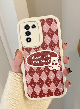 适用OPPO K9S手机壳女款全包卡通opopk9s菱格红色0pp0k9s全包防摔ins风ooppk9s可爱女新款PERM10简约创意软壳