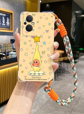 星星人适用OPPOReno7Lite斜跨手机壳Reno8Lite小众日韩可爱少女Reno8Z卡通时尚男女Reno7Z5G手绳保护套硅胶R
