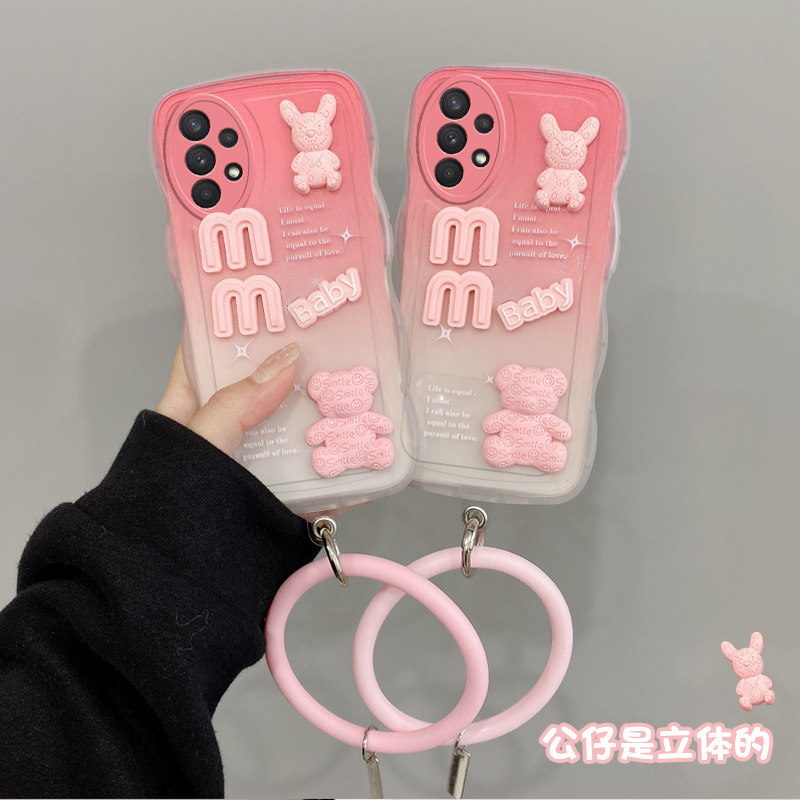 适用三星A52 5G手机壳搞怪渐变色A5360卡通立体公仔galaxy a53保护套SM-A5260日韩可爱女生sx a525g硅胶手环
