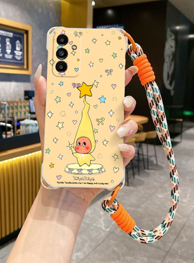 星星人适用三星GalaxyA145G斜跨手机壳小众日韩可爱少女卡通时尚男女手绳保护套硅胶GalaxyA145G个性简约新款
