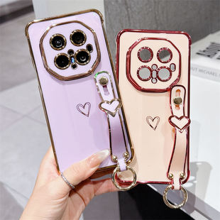 爱心电镀适用GooglePixel10pro手机壳手腕带pixel9/Pixel7A支架谷歌Pixel8a日韩少女电镀防摔硅胶超薄防摔保