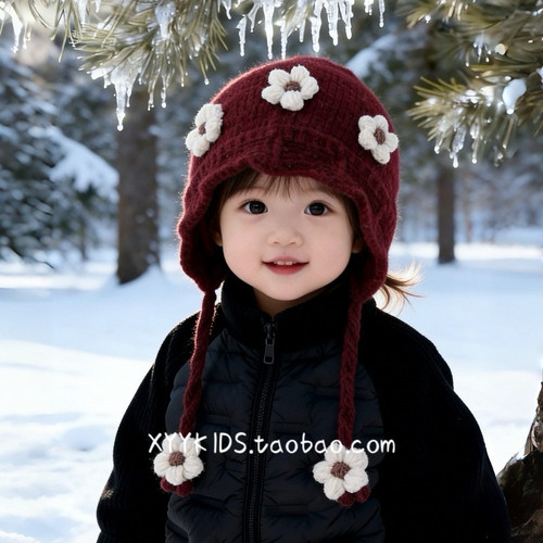 女宝宝帽子冬季女童毛线帽韩系