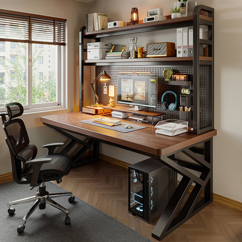 实木电脑桌台式洞洞板办公桌学生学习桌卧室家用桌子书桌书架一体,收纳整理,书桌收纳置物架,淘宝优惠券,粉丝福利购,淘宝优惠卷