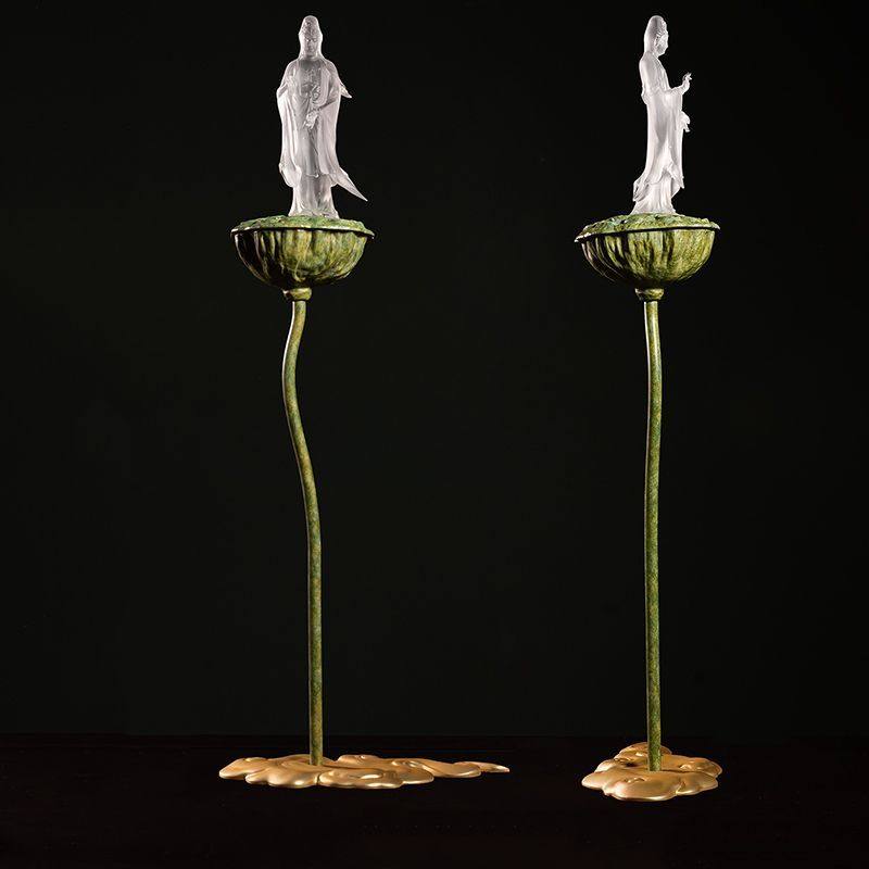 琉璃观音纯铜香炉家用室