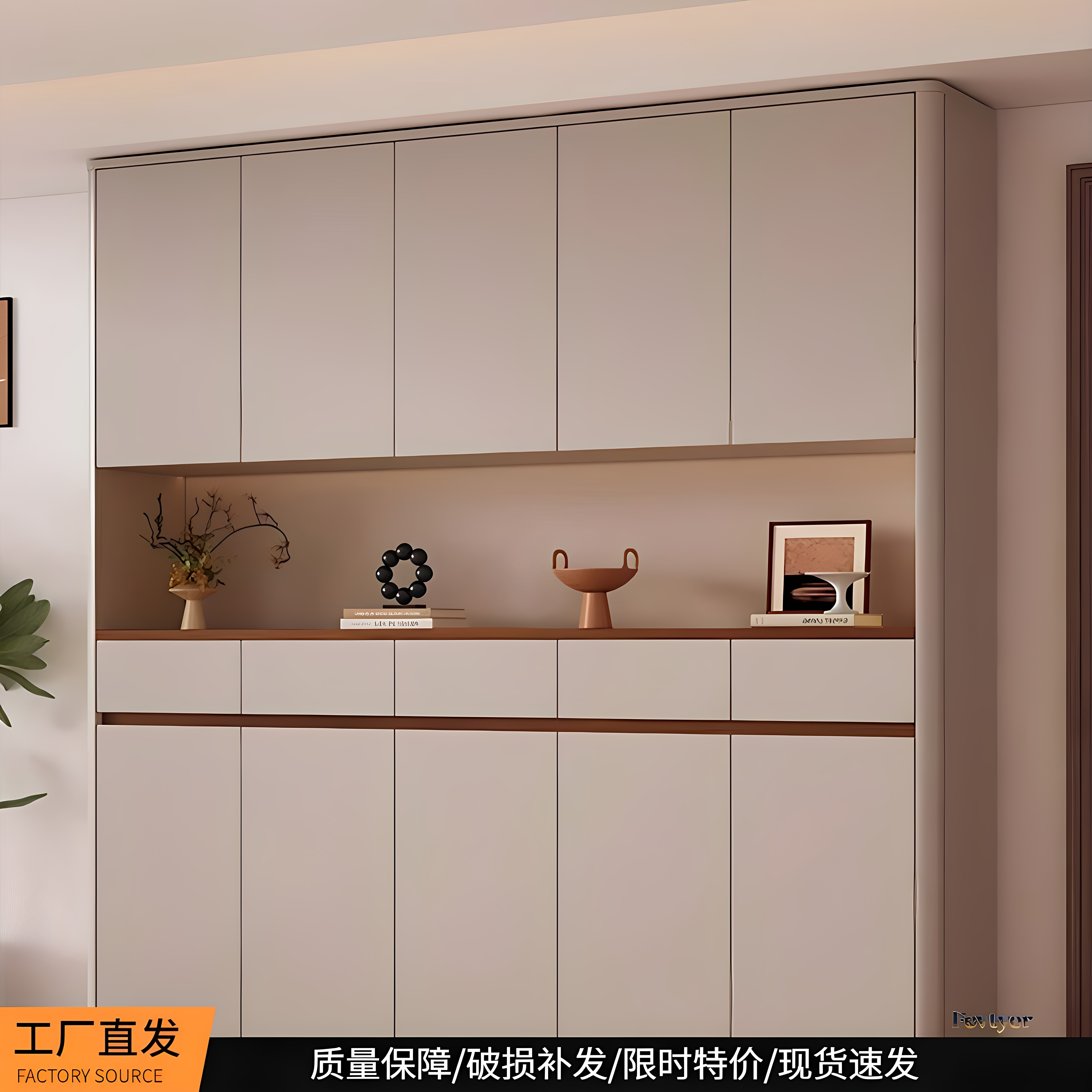全实木鞋柜家用门口一体靠墙现代简约玄关柜新款入户楼道储物柜子