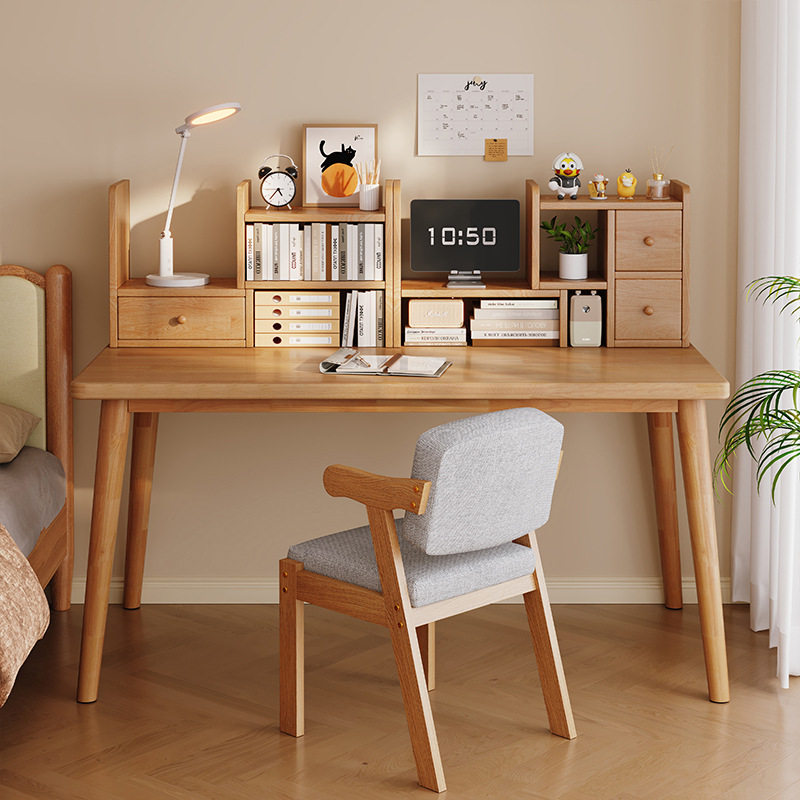 实木书桌书架一体家用卧室靠墙办公桌子简约现代小型电脑桌工作台,收纳整理,书桌收纳置物架,淘宝优惠券,粉丝福利购,淘宝优惠卷