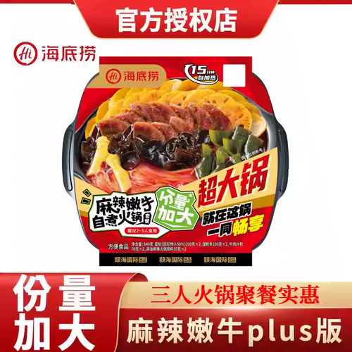 海底捞超大自热火锅麻辣嫩牛超大锅东北麻辣烫自煮套餐懒人方便锅