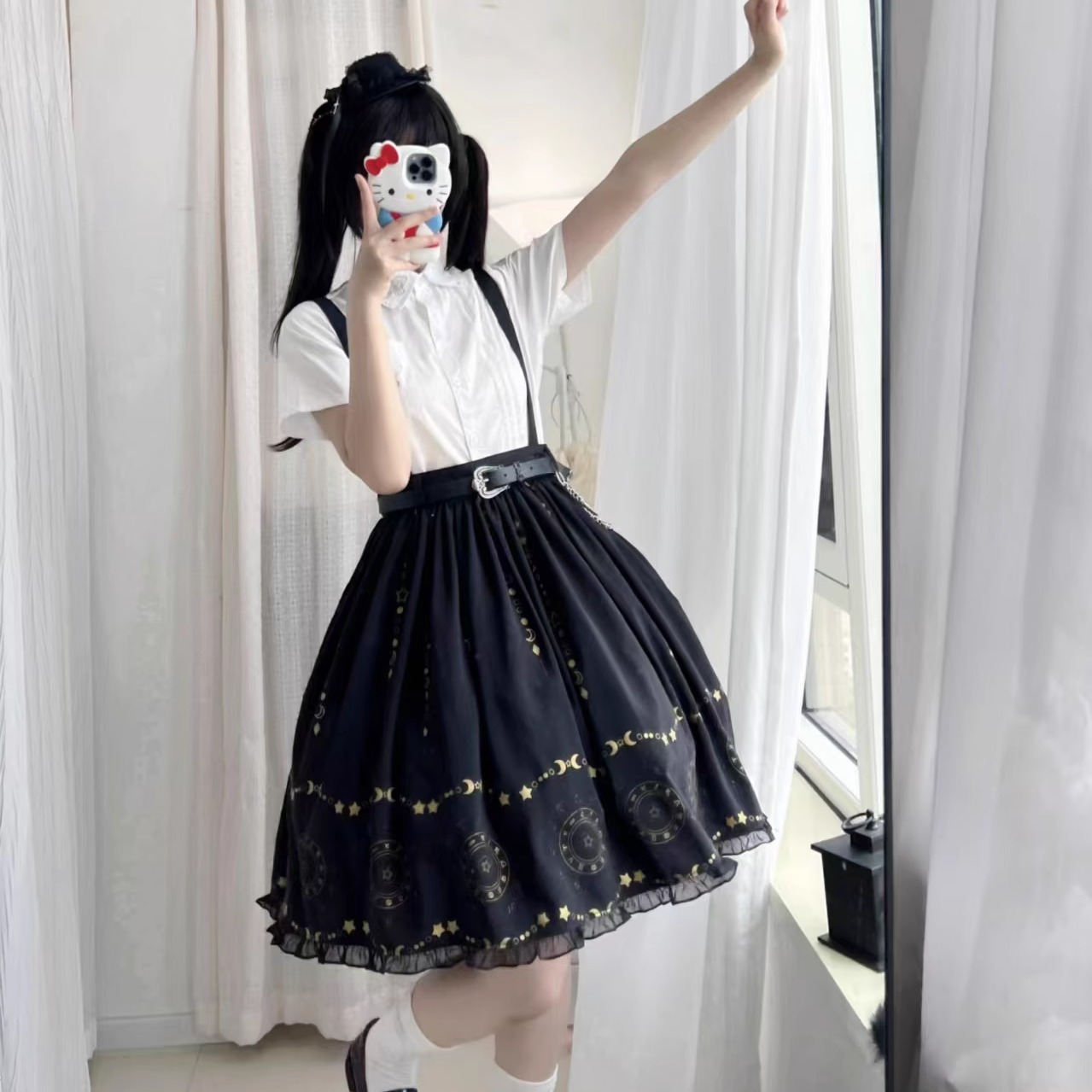 雾雨樊花原创lolita12星河SK洛丽塔吊带半裙软妹辣妹长裙绣花衬衫
