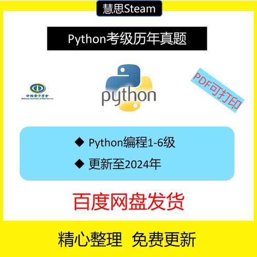 青少年等级考试python编程一到六级 精选真题题库下载试卷