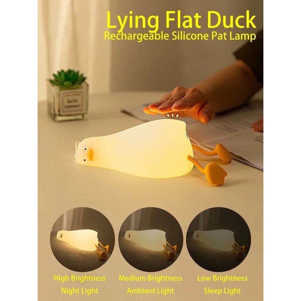 LED Duck Rechargeable Night Light Pat Silicone Lamp Bedside