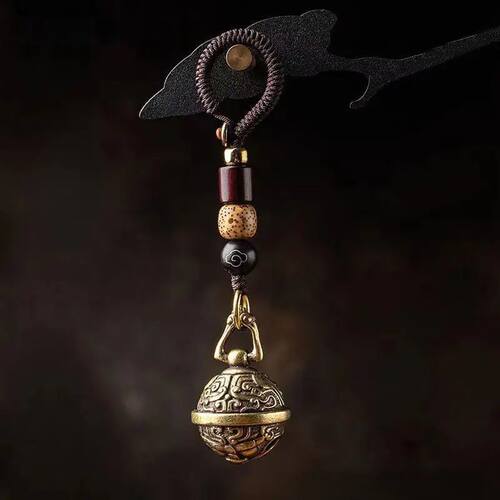 Brass Gourmet Bell Keychain Dragon Head Key Chain Pure Coppe