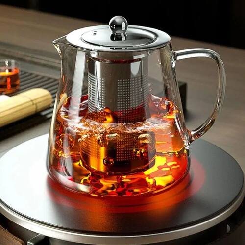 1pc Glass Teapot Heat Resistant Borosilicate Clear Tea Kettl
