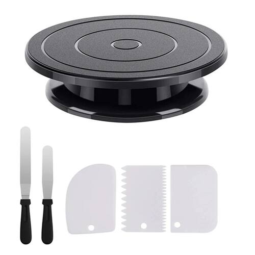 1/6pcs Cake Turntable Set with 2 Frosting Spatula 3 Icing Sm