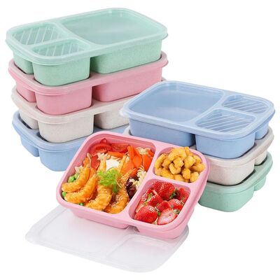 1/4pack Bento Lunch Box Set 3 Compartment Food Storage Conta