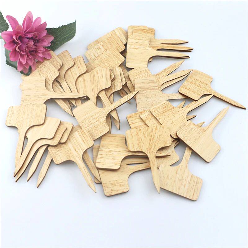 50Pcs T-Type Plant Labels Eco-Friendly Wooden Plants Sign Ta