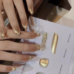 GC【静海银月】千金法式新年美甲高级感猫眼温柔显白可拆卸手工甲