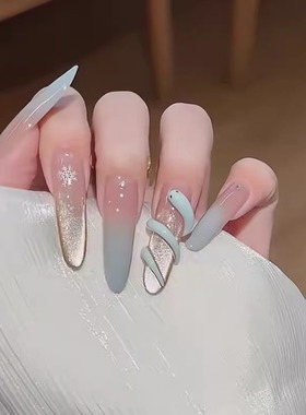 GC【冰蓝灵蛇】手工穿戴甲奶呼呼蓝色灵动冰蓝猫眼可拆卸甲片春日