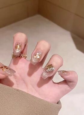 GC【冬日特调】手工定制穿戴甲高级裸色云母片法式猫眼气质温柔