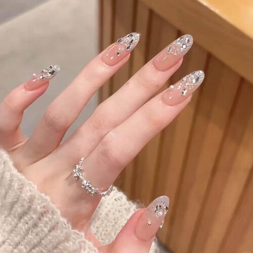 【冰清闪钻】早春新款显白爆闪百搭手工高级感穿戴甲可拆卸